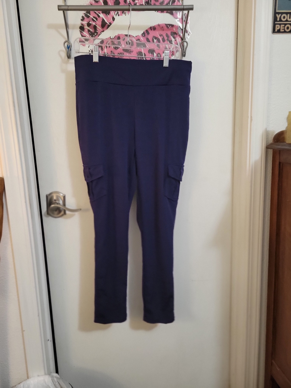 Navy Cargo Ponte Knit Ankle Pants - Women's